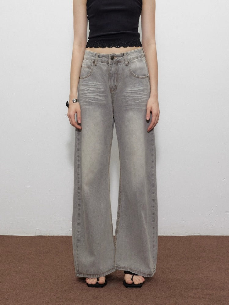 Gray Loose Straight Jeans