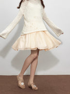 Pleated three-layer high waist skirt