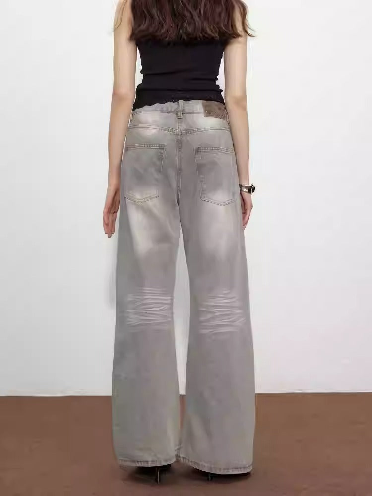 Gray Loose Straight Jeans