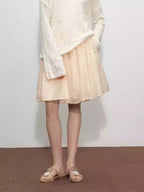 Pleated three-layer high waist skirt