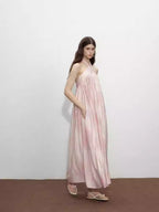 Pink Strapless Halter Neck A-Line Dress