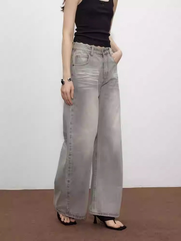 Gray Loose Straight Jeans