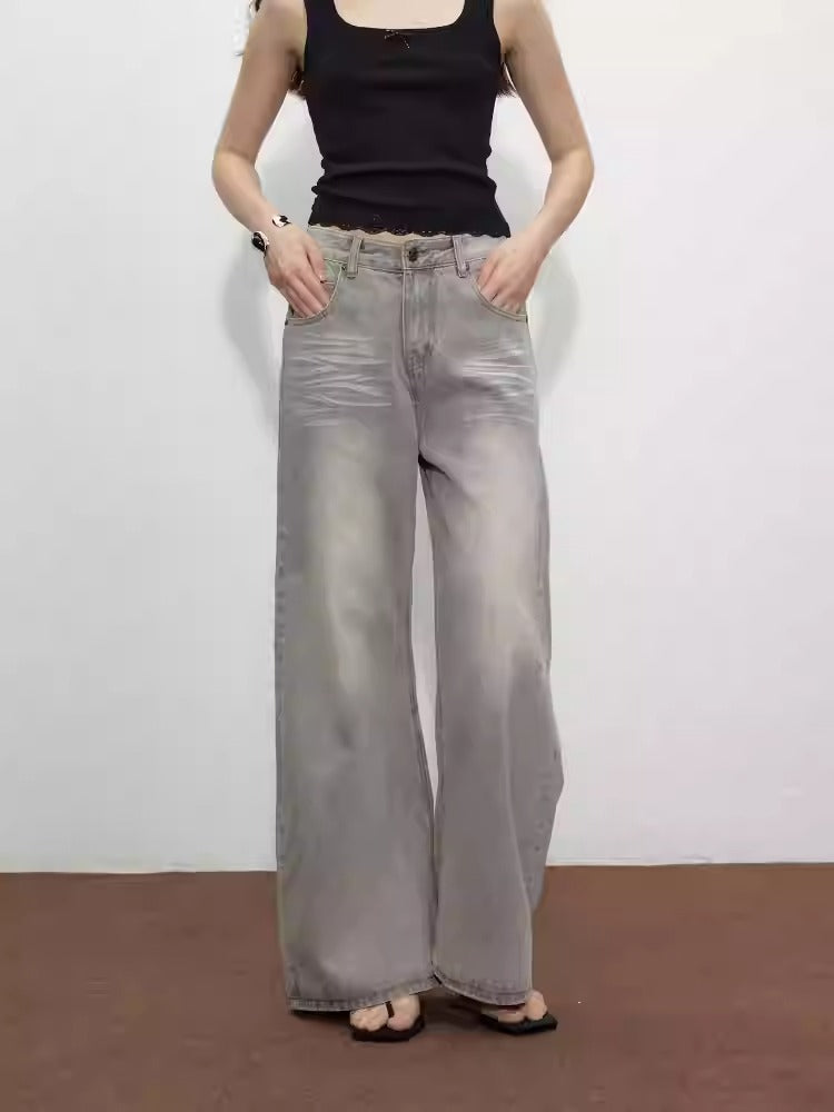 Gray Loose Straight Jeans